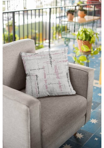 Pembe Vintage Çift Taraflı Yastık Kırlent Kılıfı Krl409n11