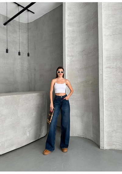 Zdnjeans .yeni Sezon Mom Kesim Kot Pantolon Koyu Mavi