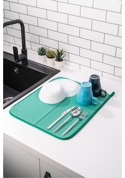 Mikrotex Bulaşık Matı Süper Emici Bulaşık Kurutma Matı 45x36cm Tezgah Üstü Bulaşık Matı Yeşil Belirt Diğer