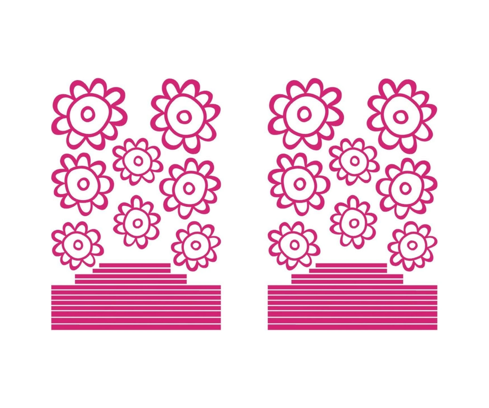 2 Adet Defter Sticker,laptop Sticker Pembe Papatyalı Pvc 48x33x0,5cm