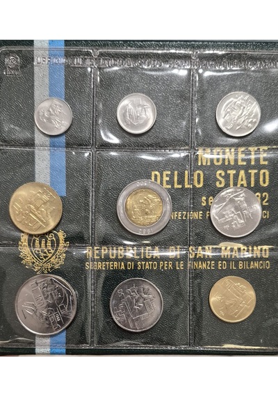 San Marino 1982 Hatıra Set 9 Adet 1-500 Liret Orijinal Kutusunda Kitapçığıyla Çil.