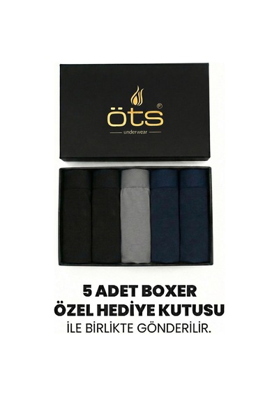 JUST INNER Öts Premium Erkek 5 Li Modal Boxer Modal Hediye Kutulu Ultra Yumuşak Modal Kumaş Esnek Kalıp Ve Kaliteli Esnek Ve Konfor Koyu