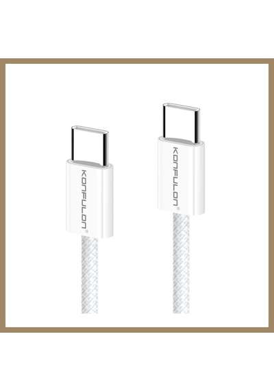 Bezos Konfulon Dc130 2m 60w Type-c To Type-c Örgülü Hızlı Şarj Kablosu - Beyaz 22