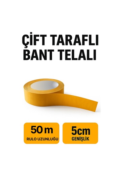 Telalı Çift Taraflı Bant 50 Mt Uzunluk, 5 Cm Genişlik