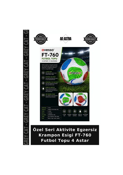 Grey Cat Özel Seri Aktivite Egzersiz Krampon Esigi Ft-760 Futbol Topu 4 Astar Yeşil