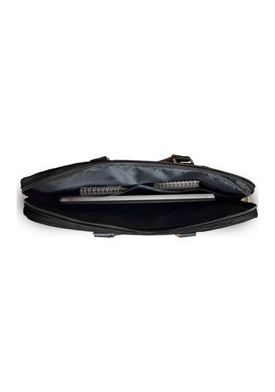 Guess 15-16 İnç Laptop Çantası Naylon Kumaş Metal Üçgen Logolu Omuz Askılı Siyah
