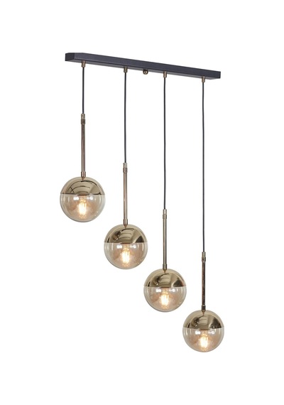 Luvia 4 Lü Gold-siyah Metal Gövde Bal Rengi Camlı Tasarım Lüx... Gold