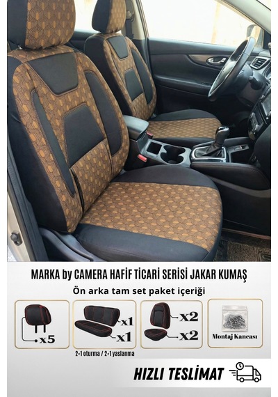 Marka By Camera Hafif Ticari Serisi Jakar Kumaş Oto Koltuk Kılıfı Tam Set Berlıngo-caddy-connect-courıer-doblo-dokker-partner Kahverengi