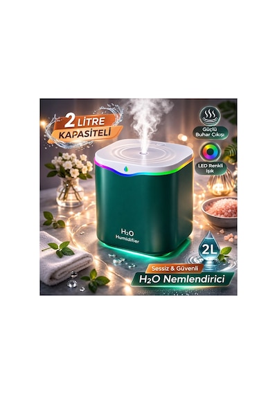 2 Litre Oda Hava Nemlendirici Water Drop Humudifier Rgb Led Işıklı Buhar Makinesi