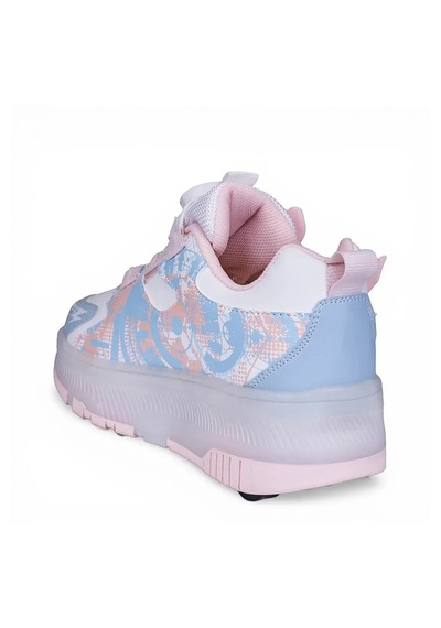 Zacoz Patenli Işıklı 4 Tekerlekli Led Spor Ayakkabı Sneaker Açık Pembe