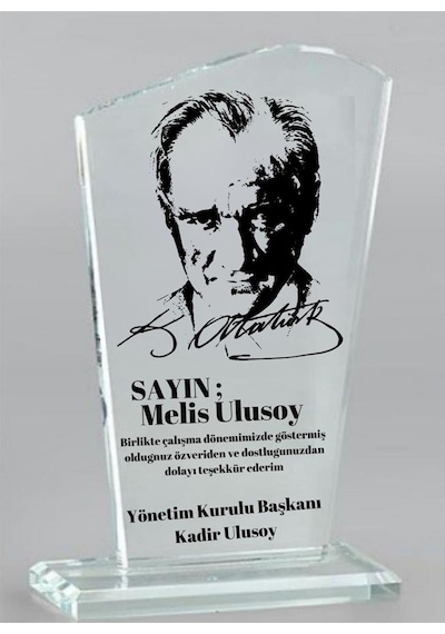 Kişiye Özel Atatürk Silüetli Kristal Ödül