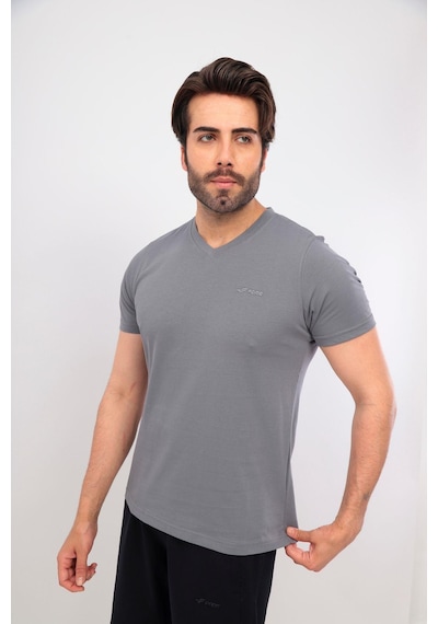 Erkek V Yaka Tshirt Şort Cep Fermuarlı Alt Üst Takım Gri Lacivert