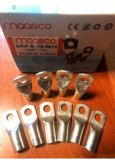50/100 Adet Maasco Sıkmalı Kablo Pabucu Skp-70Mm M10-M12
