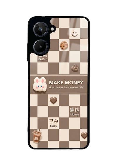 Realme 10 Brown Make Money Tasarımlı Glossy Telefon Kılıfı Kahverengi