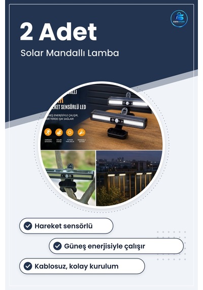 Mandallı Solar Led Lamba Hareket Sensörlü Güneş Enerjili Kablosuz