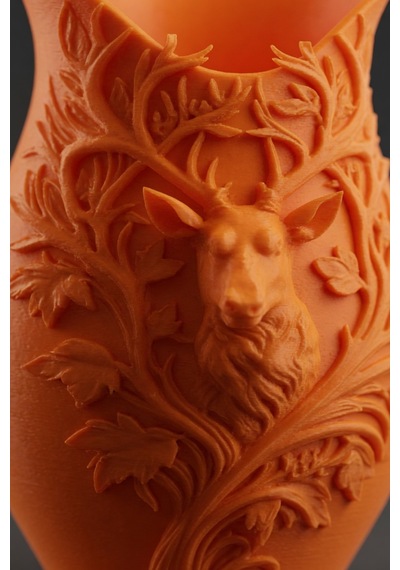 3d Baskılı Geyik Desenli Dekoratif Vazo 15 Cm Turuncu