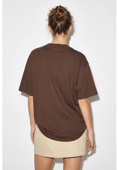 Shade Kadın Figürlü Nakış Ve Boncuk Detaylı Oversize T-shirt 2222 60286121 - Kahverengi