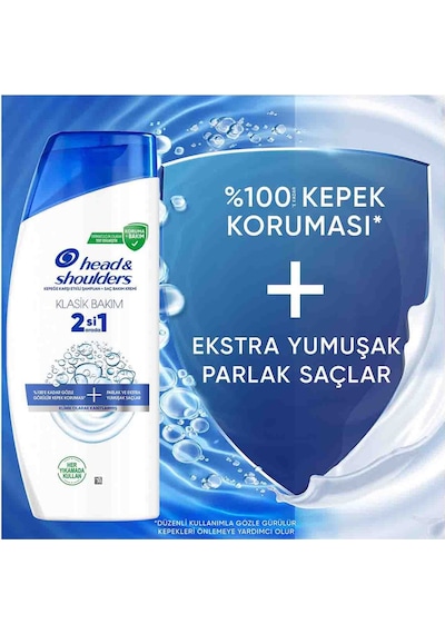 2'si 1 Arada Klasik Bakım Kepek Karşıtı Şampuan 625ml X 3 Adet Tüm Saç Tipleri
