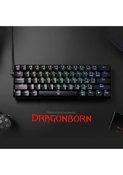Redragon K630 Dragonborn %60 Kablolu Rgb Çalışırken Değiştirilebilir Oyun Mavi Anahtar