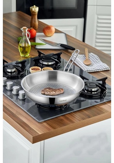 Cooker Lara Saplı Çelik Tava 28 Cm Gri