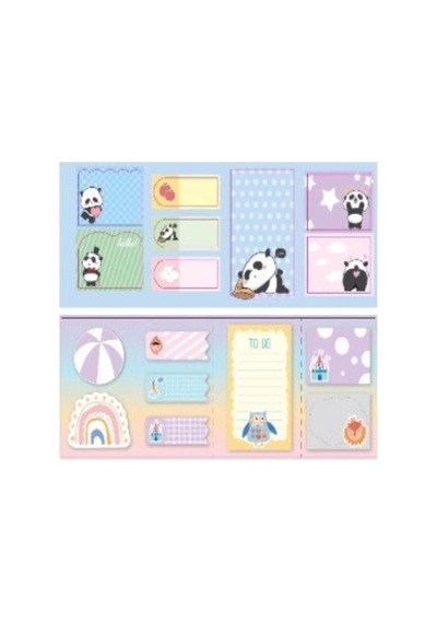 Yapışkanlı Not Kağıdı 2'li Set, 320 Yaprak, Panda-baykuş Temalı