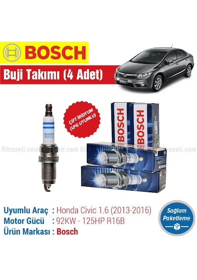 Honda Civic 1.6 Fb7 Bosch Çift İridyum Buji 2013-2016