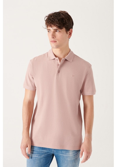 Avva E001004 Serin Tutan Standart Fit Normal Kesim Erkek Polo Yaka T-Shirt - Pudra