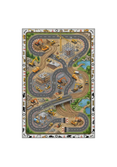 Kartela Halı İnşaat Alanı Kaymaz Taban Çocuk Oyun Halısı - 60 x 90 CM