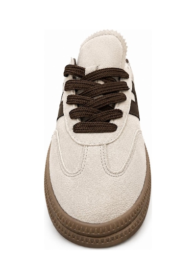 Papucumun Dünyası Unisex Süet Özel Gum Tabanlı Günlük Kullanıma Uygun Retro Sneaker Ekru