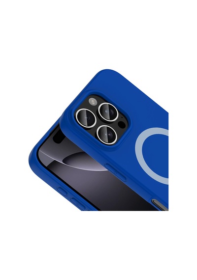 Apple iPhone Uyumlu 16 Pro Max Kılıf M-safe Şarj Özellikli Zore Aris Silikon Kapak - Saks Mavi