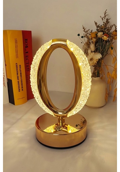 Halka Kristal Led Masa Lambası 3 Renk Işıklı Dekoratif Aydınlatma 8381888