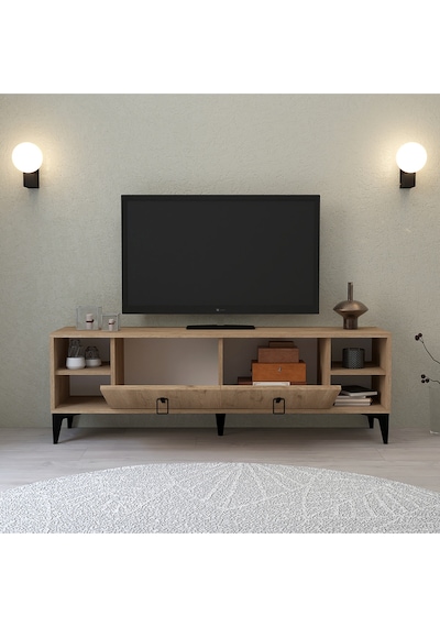 3507 Deren Tv Ünitesi 150 Cm Raflı Kapaklı Sepet Tv Sehpası Sepet