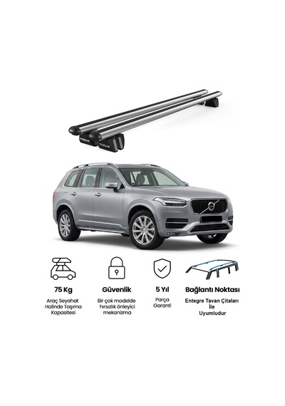 Pençe Volvo Xc90 Ara Atkı 2015 Ve Sonrası Uyumlu Gri Ara Atkı Port Bagaj Tavan Barı