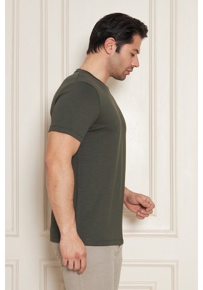 Erkek Jeuss Oysho Kumaş Sıfır Yaka Haki Tshirt