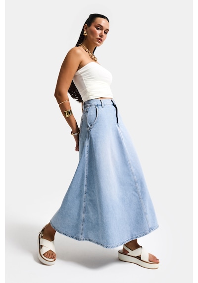 Itsbasic Kadın Snow Kot Rengi Vinca A Tipi Kesim Denim Etek