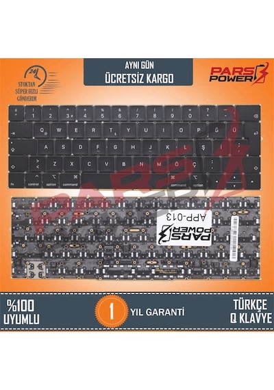 Apple Uyumlu MacBook Pro 15" A1990 (EMC 3215) MR942LL/A Klavye (TR) (Pars Power) Türkçe - Büyük Enter 671042
