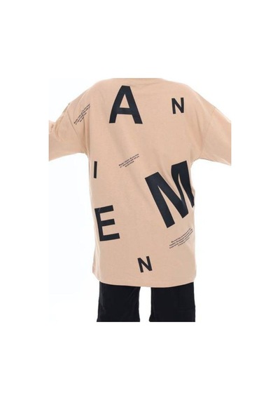 Ekkokids Çocuk Pano Baskılı Tshirt-14543 Kahverengi