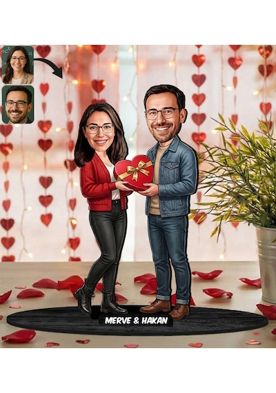 Bk Gift Kişiye Özel Sevgili Karikatürlü Ahşap Biblo -3, Fotoğraftan Karikatür, Sevgililer Günü Hediyesi, Ev Hediyesi Kobitmeyencom36330 Bk Gift