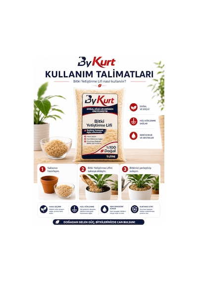 Bitki Yetiştirme Lifi 1 Litre Doğal Ağaç Liflerinden Üretilmiş Saksı, Orkide, Fide Ve Tohum Çimlendirme İçin Bitki Bakım Lifi 1 L