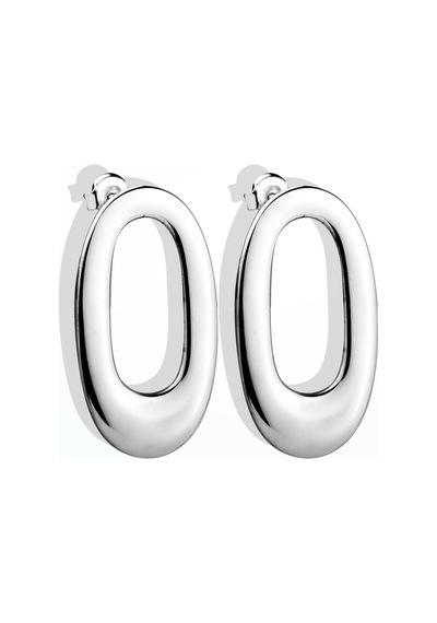 925 Ayar Altın Mikron Kaplama Oval Halka Küpe - E00280 Gold