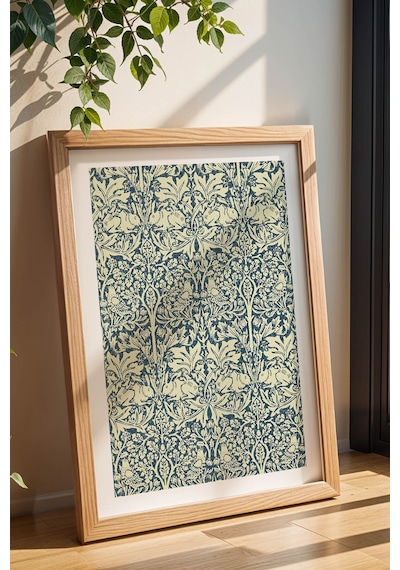 William Morris Brother Rabbit Kardeş Tavşan Desenli Çerçeveli Tablo Viktorya Serisi Duvar Dekoru Kayın
