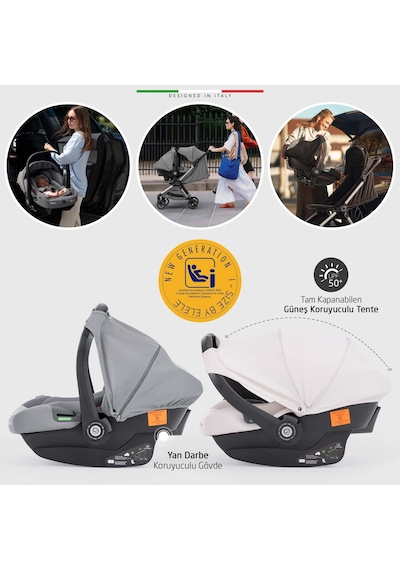 Elele Pilota Premium Kabin Tipi Travel Sistem Bebek Arabası Gri