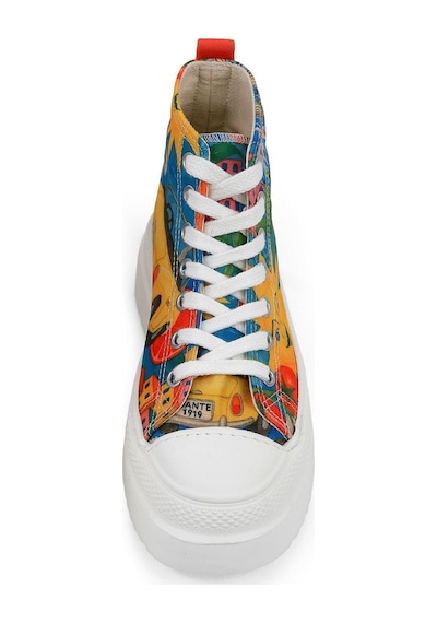 Kadın Vegan Çok Renkli Kalın Taban High Sneakers - Summer Of Santorini Tasarım