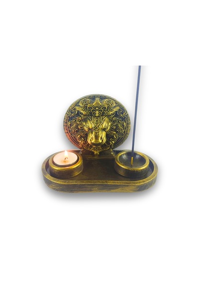 Aslan Çubuk Tütsülük Ve Tealight Altın