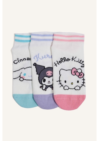 Defacto Hello Kitty 3lü Pamuklu Patik Beyaz Çorap Kız Çocuk H6824a8nswt1 Beyaz-wt1