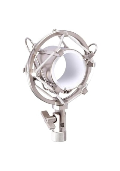 Metal Shock Mount İle Gri Stüdyo Mikrofon - Profesyonel Kullanım İçin