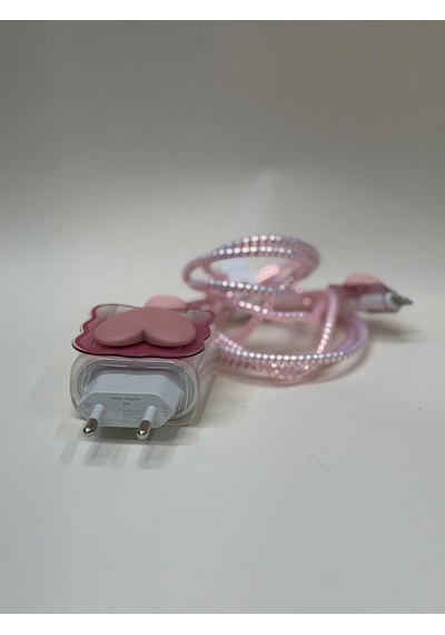 Sweety iPhone Uyumlu Kablo Ve Başlık Koruyucu Set Pembe