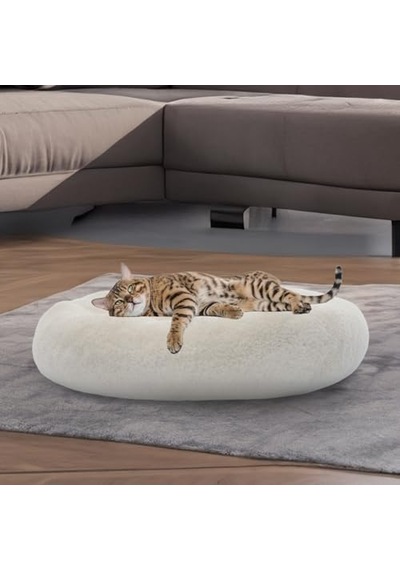 Peluş Kedi Ve Köpek Yatağı Beyaz Renkte, Pugalo Ekonomik Kedi Yatağı Beyaz