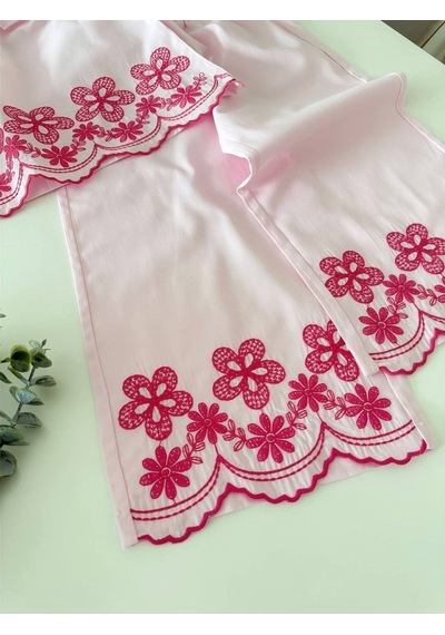 Miniko Kids Kız Çocuk Lazer Kesim Pantolonlu Takım Pembe