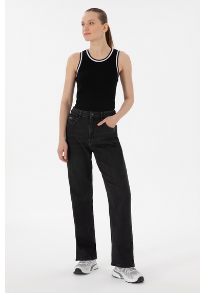 U.S. Polo Assn. Kadın Siyah Straight Fit Jean Pantolon 50304301-DN0027